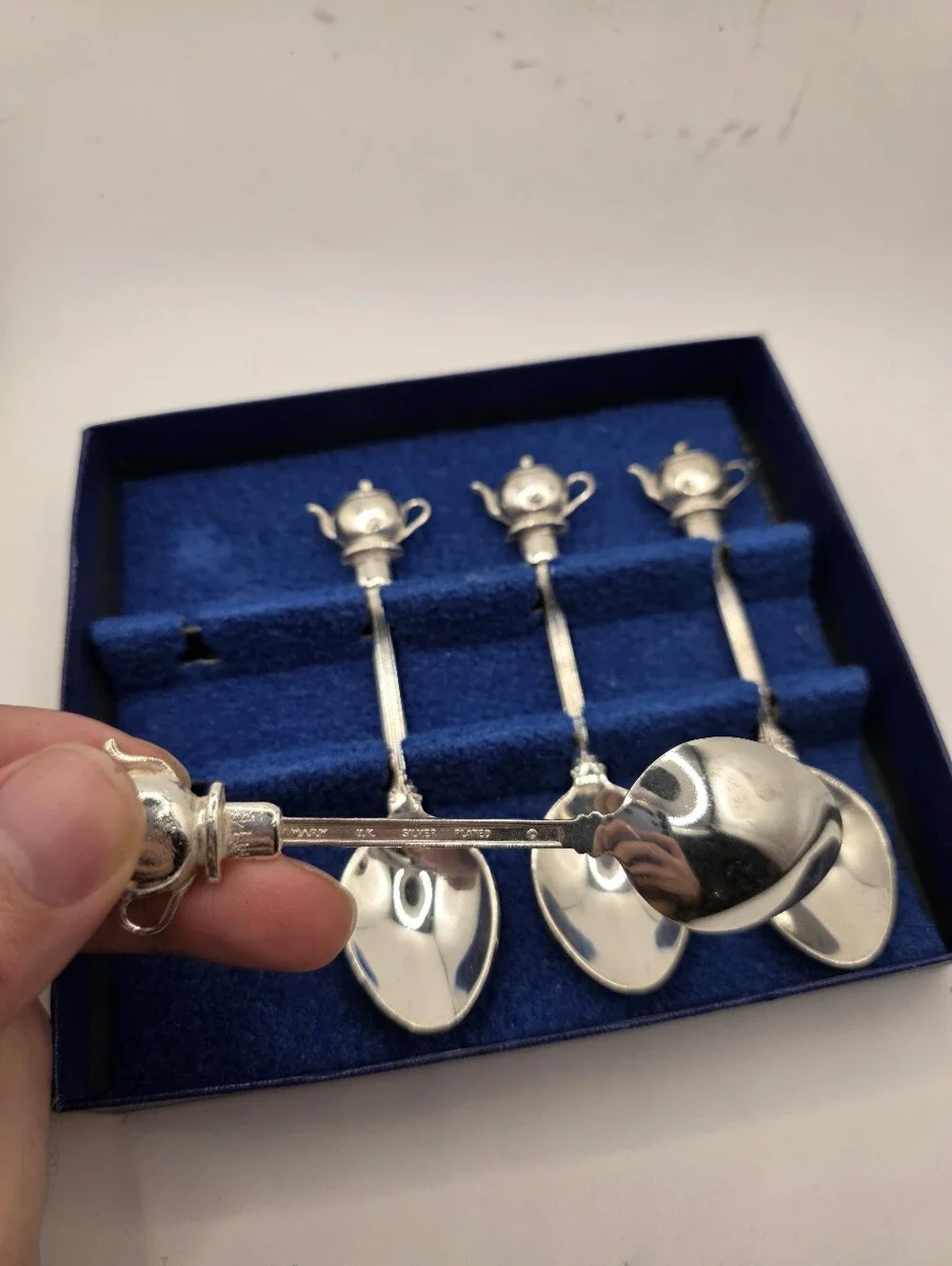 Vintage WAPW Silver Plated Teapot Spoons, Set of 4 Demitasse Spoons